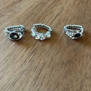 Paparazzi Elegant Silver and Black Women's Ring Set